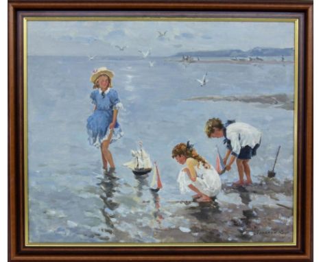 FOMENOK, STANISLAVUkraine 1941 Spielende Kinder am Strand. Öl/Lwd., signiert und Verso bezeichnet. 50x60cm, Ra.   FOMENOK, ST