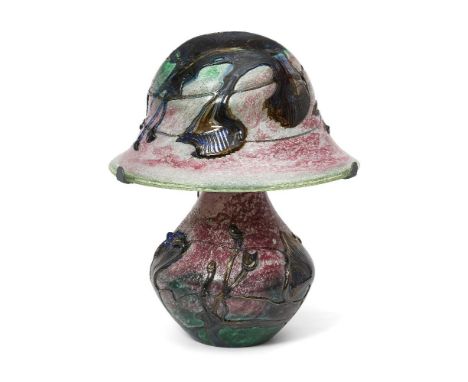 Jean Claude Novaro (French 1943-2014), a huge lamp 1997, signed to base A huge lamp and shade decorated with trailed and pull