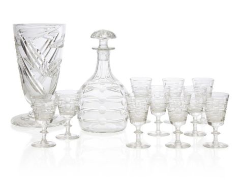 Webb Corbett, an English cut glass vase1930s, with acid maker's markFlared form on a circular spreading foot, both the side a