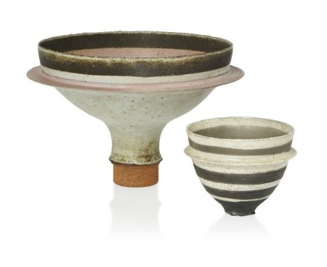 Robin Welch (British 1936-2019), a flared stoneware bowl c.1990, impressed name to foot A large footed bowl of trumpet flarin