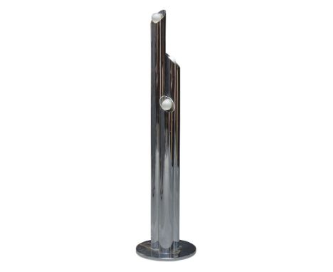 Italian, a chromed floor lamp in the manner of Gaetano Sciolari      c.1960      Comprising three chromed cylindrical tubes, 