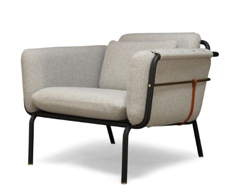 David Rockwell, a 'Valet Club' lounge chair for Stella works  c.2020, manufacturer’s label to underside    Upholstered in lig