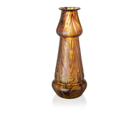 An Art Nouveau Iridescent glass vase possibly by Wilhelm Kralik & Sohn  c.1900 The shaped form decorated with curvilinear iri