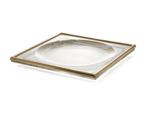 Puiforcat and Baccarat (French), a glass and silver gilt vide poche20th Century, stamped with a partial lozenge mark, stamped