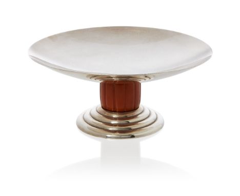 Elkington & Co (British), an Art Deco silver and composition stemmed bowl after a design by Jean E Puiforcat Mark of Elkingto