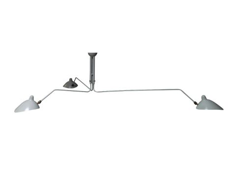 After Serge Mouille (French 1922-1928), a three light ceiling light for Editions Serge Mouille   c.2010    With three rotatin