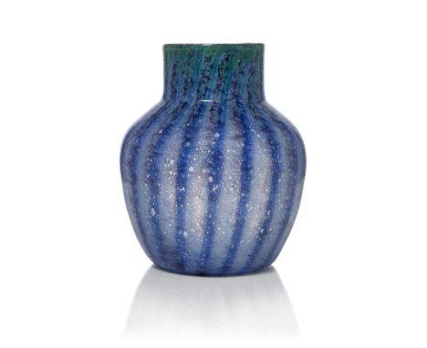 A British cased glass vase possibly made by Vasart 20th Century, unsignedThe bubble suffused shouldered oviform with cylindri