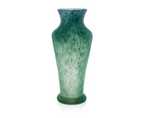 Monart (British), a cased glass vase of shouldered form 20th Century, possibly shape J in a taller sizeMottled green with cle