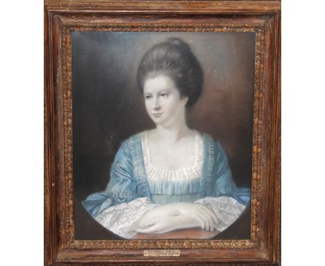 19th Century English School. Half-length portrait of Elizabeth Busfield (1748-1798), wife of Johnson Atkinson Busfield, paste