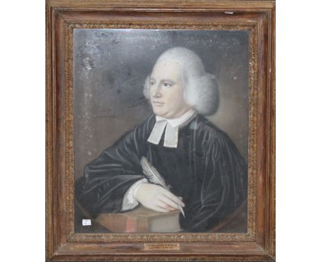 19th Century English School. Half-length portrait of the Rev. Miles Atkinson (1741-1811), pastel on laid paper mounted on can