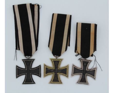 Three First War German 2nd Class Iron Cross, each with ribbon