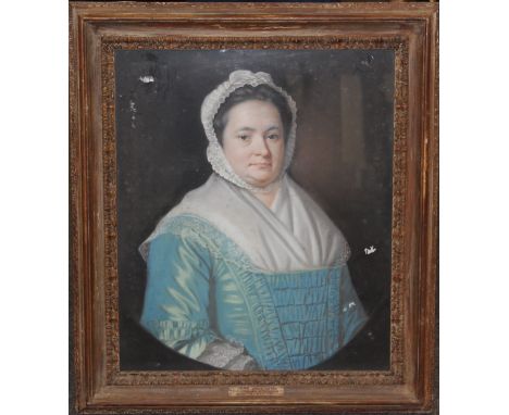 19th Century English School. Half-length portrait of Jane Atkinson (1713-1791), wife of the Rev. Christopher Atkinson, pastel