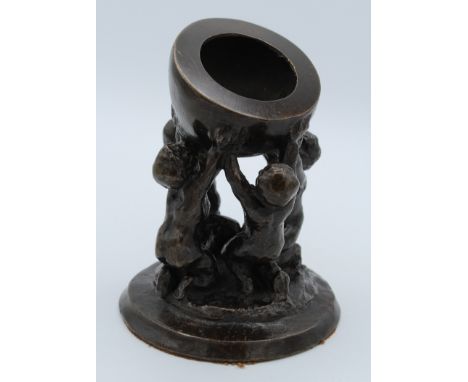 Lady Feodora Georgina Maud Gleichen ( British 1861-1922) A cast bronze maquette for a sundial. Signed to plinth base, 14.5cm 