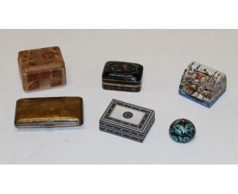 A collection of six trinket boxes, mixed ages, one marked 925