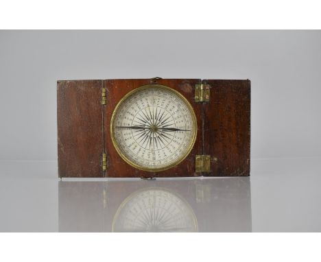 A 19th Century Mahogany and Brass Cased Navigation Compass, the Case with Twin Hinged Covers and One with Inscription and Dat