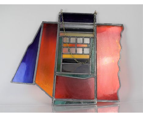 A Contemporary Stamped Glass Hanging Panel 'Ruskin's Quote' by Amber Hiscort, Produced in 1992, 53cms Wide and 52cms High 