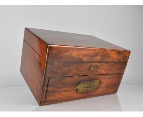 A Mid 19th Century Mahogany Campaign Apothecary Box with Hinged Lid to Fitted Interior and Base Drawer with inset Brass Handl