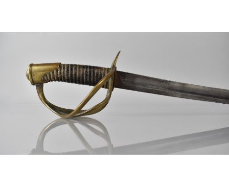 A French Model 1882 Light Cavalry Troopers Sword with Three Bar Hilt and Ribbed Handle 