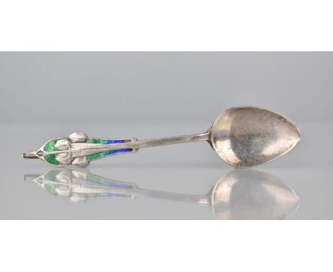 An Edward VII Silver and Enamel Teaspoon by William Hair Haseler, Birmingham 1909, The Form in the Manner of Liberty with Sty