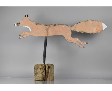 A Large Fret Cut Painted Metal Weather Vane in the Form of a Galloping Fox, 88cms Long 