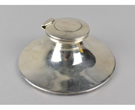 An Edward VII Capstan Inkwell by Asprey and Co, London Hallmark, Complete with Glass Liner, 12cms Diameter 