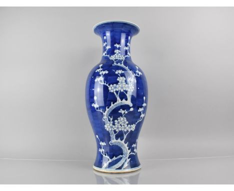 A Large 20th Century Chinese Porcelain Blue and White Prunus Pattern Vase of Baluster Form, Seal Mark to Base, 46cms High, Co