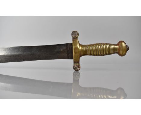 A French 'Gladius' or 'Cabbage Cutter' Brass Handled Short Sword with Solid Ribbed Grip, No Scabbard, Overall Length 63cms 