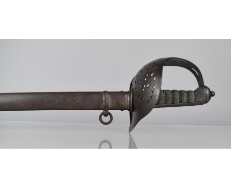 A British 1897 Pattern Infantry Officers Sword, Edward VII Cypher with Wired Shagreen Grip, Metal Scabbard 