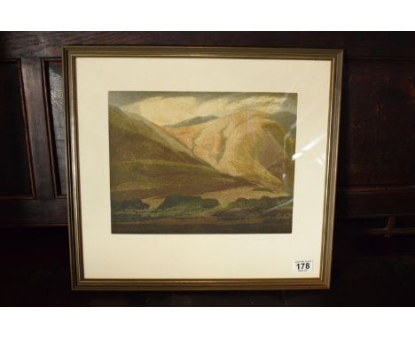 Michael Fairclough limited edition print of a mountainous scene, 26/150. In good condition. 79 x 62cm inc frame. 