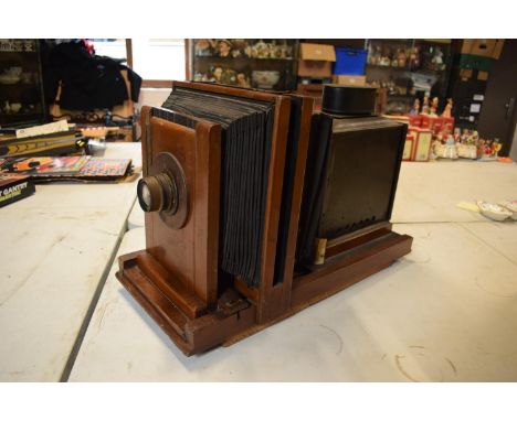 Antique magic lantern/ horizontal slide plater projector which has been converted to a light. Sold as spares/ repairs. No pos