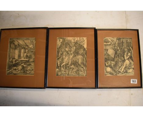 A collection of Albrecht and Durer framed prints to include Saint Jerome in his Study, Knight Death and the Devil, Melencolia