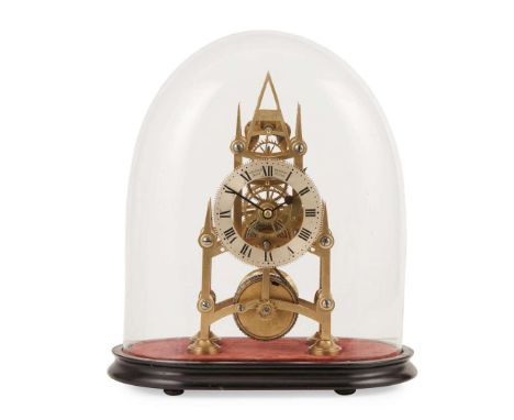  VICTORIAN BRASS SKELETON CLOCK, WILLIAM BISHOP, BOND STREET 19TH CENTURY the silvered chapter ring with Roman numerals and s