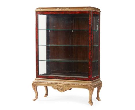 EDWARDIAN GILTWOOD, TORTOISESHELL, AND EBONISED DISPLAY CABINET-ON-STAND BY WYLIE &amp; LOCHHEAD, GLASGOW, EARLY 20TH CENTURY