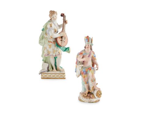  MID 19TH CENTURY from a set of four figures representing 'The Continents'; underglaze blue crossed swords, one cancellation 