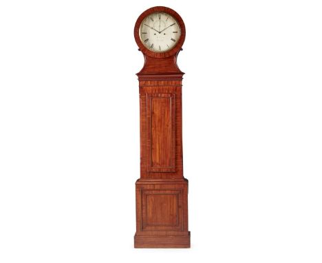  19TH CENTURY the plain hood enclosing a 13 inch silvered dial with Roman numerals and subsidiary seconds dial, signed ‘R. Gr
