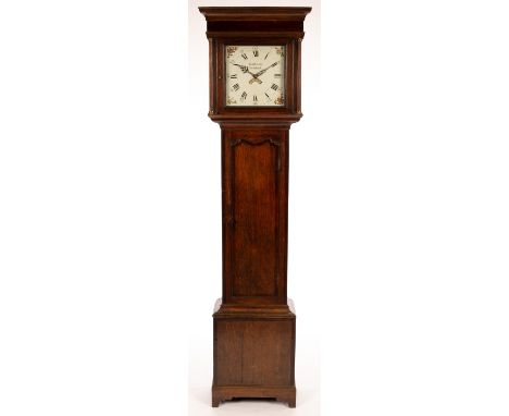 An early 19th Century oak thirty-hour longcase clock with square painted dial, by Rathbone, Sandbach, 197cm high CONDITION RE