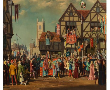 John Leigh-Pemberton (1911-1997)/Henry V, The Return from Agincourt, 1415/signed and dated '52/oil on canvas, 59.5cm x 6.5cm/