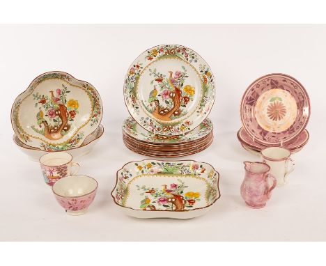 Sundry ceramics including pink lustre ware and a Spode part dinner service CONDITION REPORT: Condition information is not usu