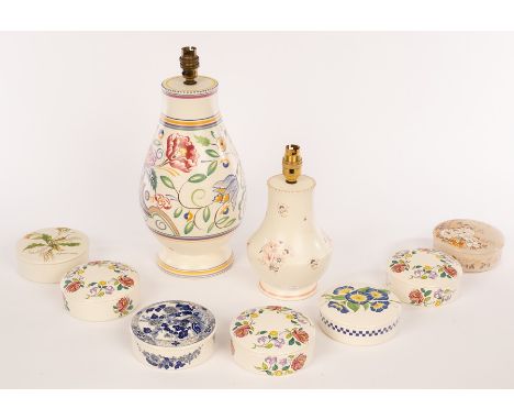 Poole Pottery, a large floral lamp base, 33.5cm high, a smaller floral lamp base, 19.5cm high, both with incised marks and se
