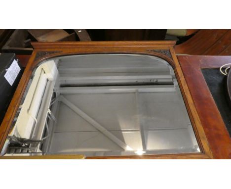 An Edwardian Oak Overmantle Mirror with Bevelled Glass, 77cm Wide 