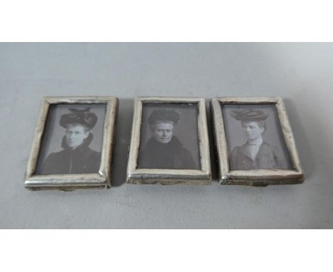 A Set of Three Miniature Easel Backed Silver Photoframes, Birmingham 1903, 2.5cm x 2cm 