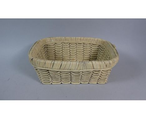 A 19th Century Creamware Ceramic Bowl in the Form of a Wicker Basket, 28cm Long 