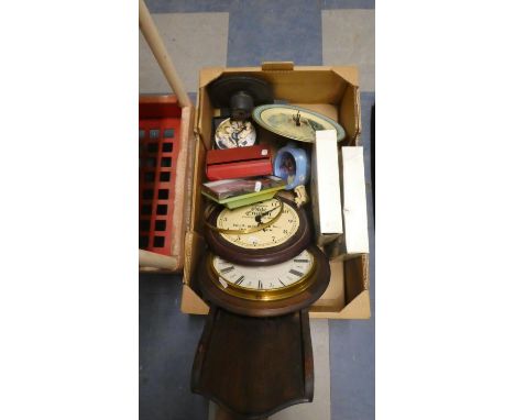 A Box Containing Various Vintage Clocks to Include Smiths Tall Ship etc 