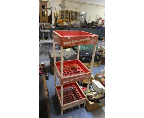 A Vintage Mid/Late 20th Three Tier Bottle Stand for Coca Cola, 111cm High 