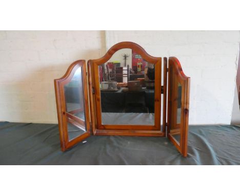 A Ducal Pine Dressing Triple Table Mirror, 58cm High 