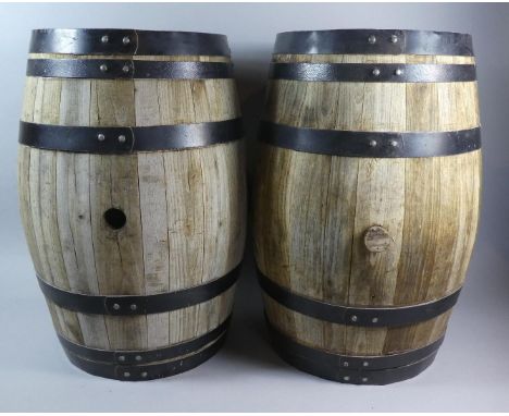 A Pair of Vintage Coopered Barrels, Each 57cm High 