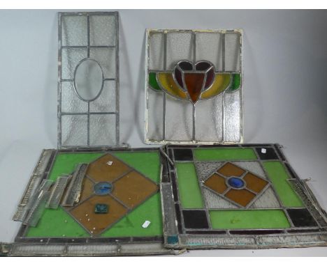 A Collection of Vintage Leaded Glass Window Lights 