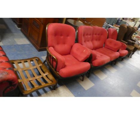 A Vintage Ercol Four Piece Suite, For Re-Upholstery 