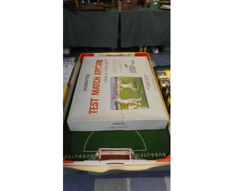 A Subbuteo Five-a-Side Football Playing Pitch Together with a Subbuteo Test Match Edition Table Cricket Game (Incomplete) 