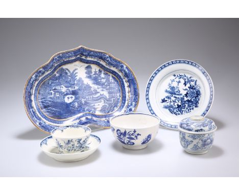 A CAUGHLEY DESSERT DISH, CIRCA 1785-90, of shaped kidney-form, blue printed with the Full Nankin pattern, impressed Salopian 